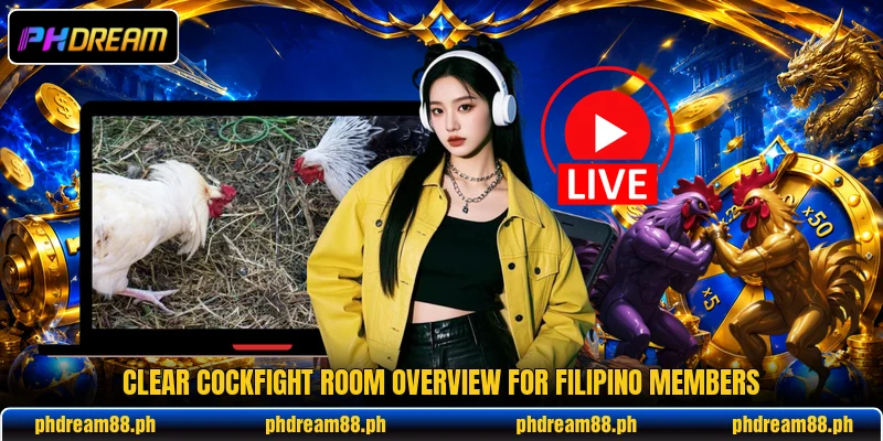 Clear cockfight room overview for Filipino members Clear cockfight room overview for Filipino members