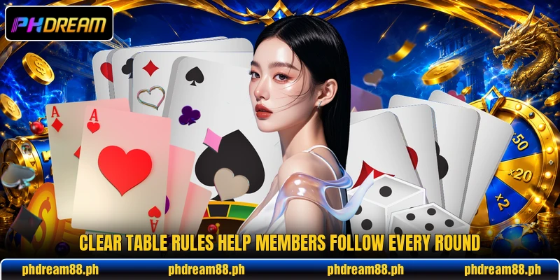 Clear table rules help members follow every round