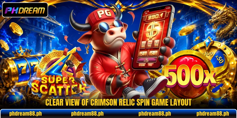 Clear view of Crimson Relic Spin game layout