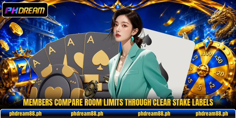 Members compare room limits through clear stake labels
