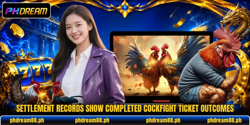 Settlement records show completed cockfight ticket outcomes