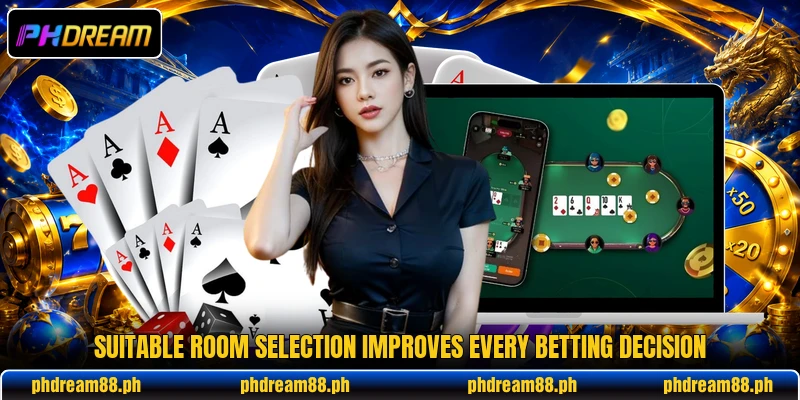 Suitable room selection improves every betting decision